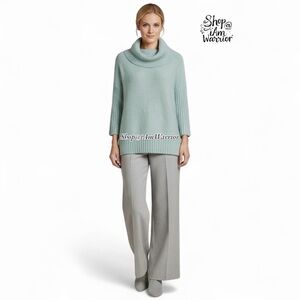 Chico’s aqua cowl neck 3/4 sleeve slouchy shimmer sweater *shop@iamwarrior